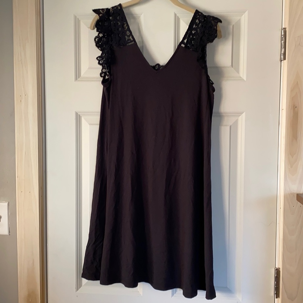 Black lace detail jersey dress